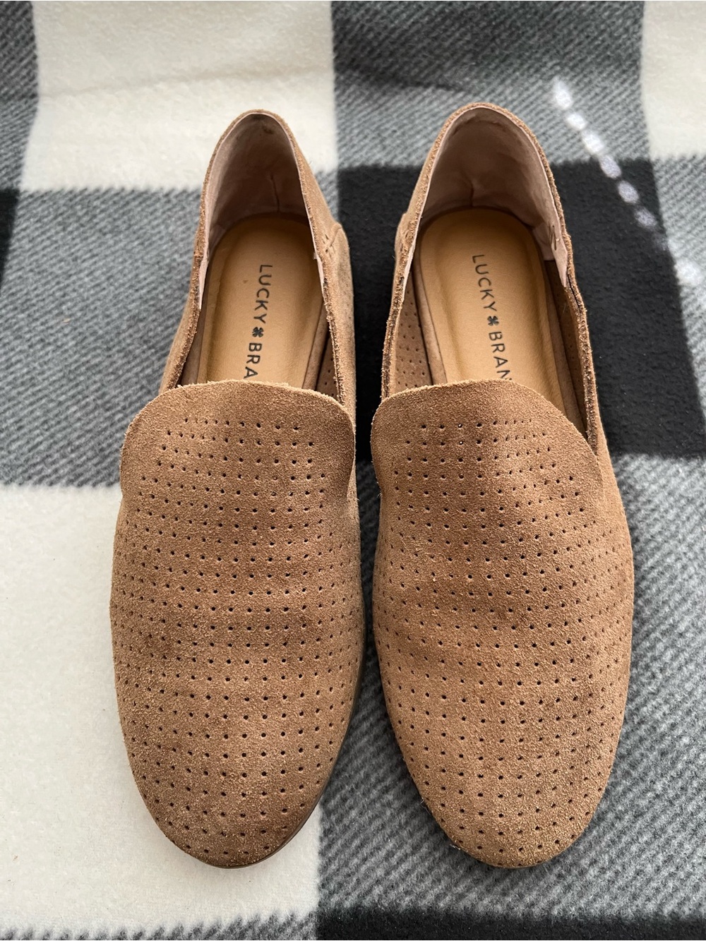 Lucky Brand Suede Leather Flats Perforated - No Size Tag Fits 6.5